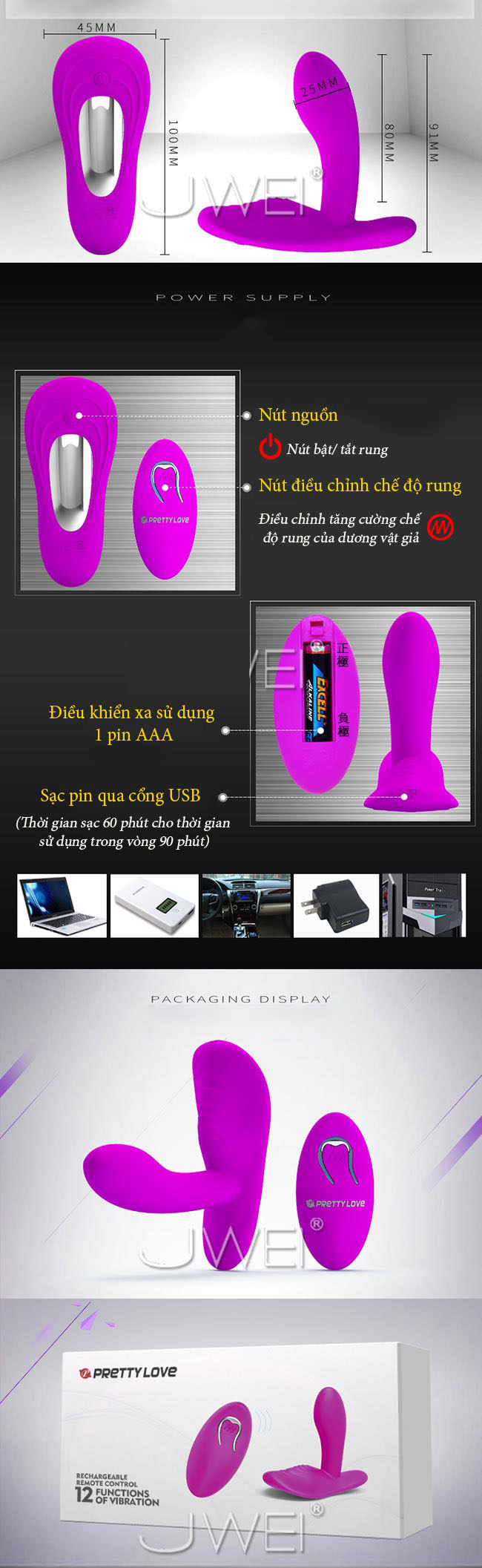 kích thước Dương vật vỏ sò 12 chế độ rung điều khiển xa